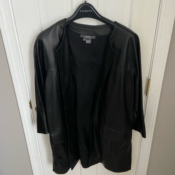 Per se Leather 3/4 sleeve long jacket - Picture 1 of 3